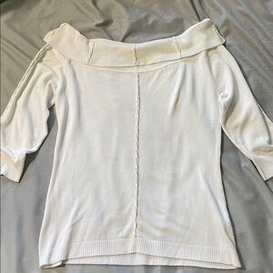 Yuka Elegant Embroidered Off-Shoulder White 3/4 Sweater Size XL